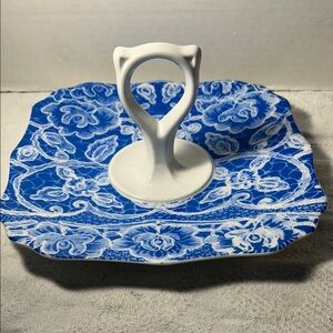 Rosanna Blue and White Floral Square Serving Tray Vintage 10 inch